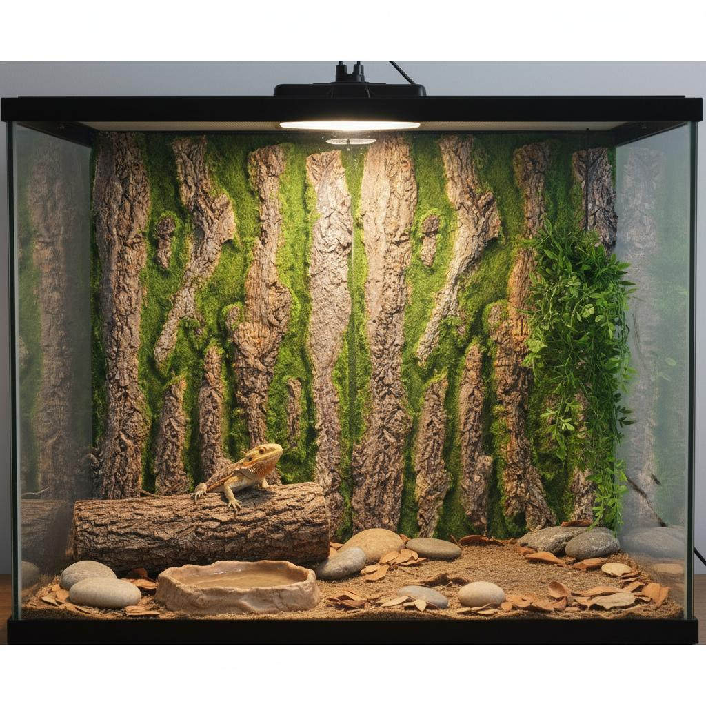 Aquarium Moss - 3D Aquarium-Hintergrundtafel mit detailliertem Rinden- und