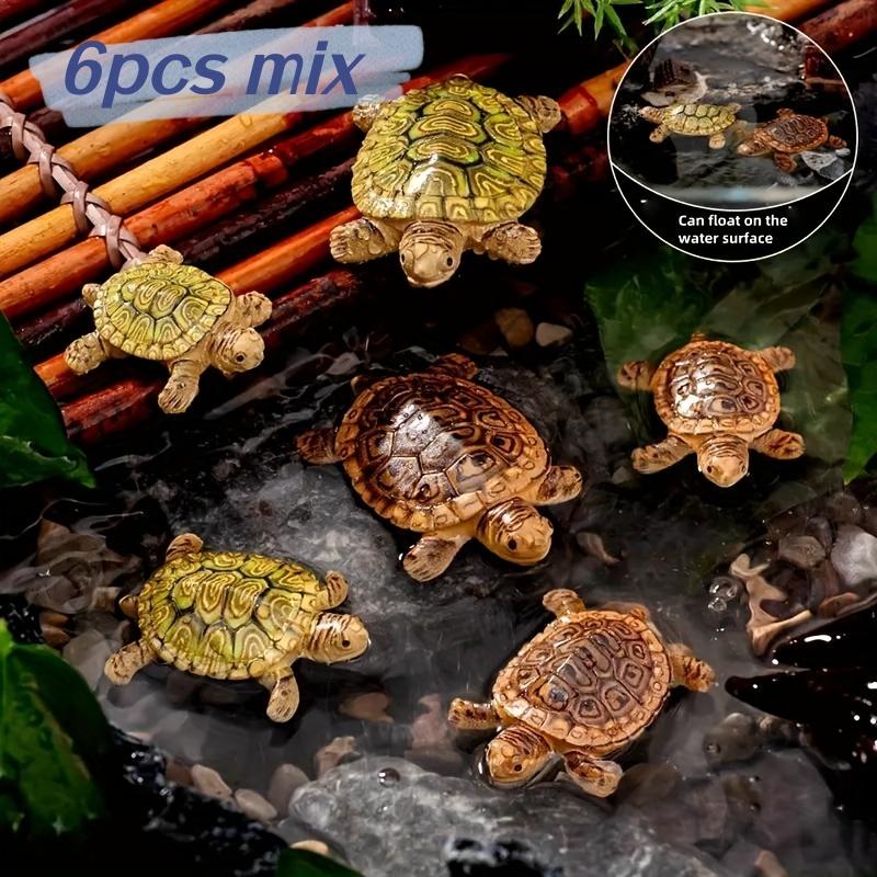 Aquarium Moss - 6 Mini-Schildkröten-Statuen für Aquarien-Dekoration, Miniatur-Landschaften, Bonsai